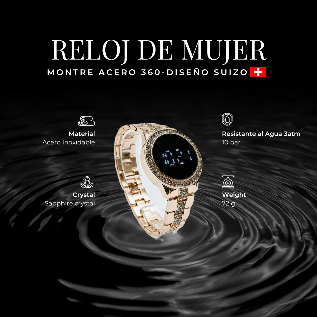 Montré  360 Acero Digital Mujer Mas Pulsera de Obsequio